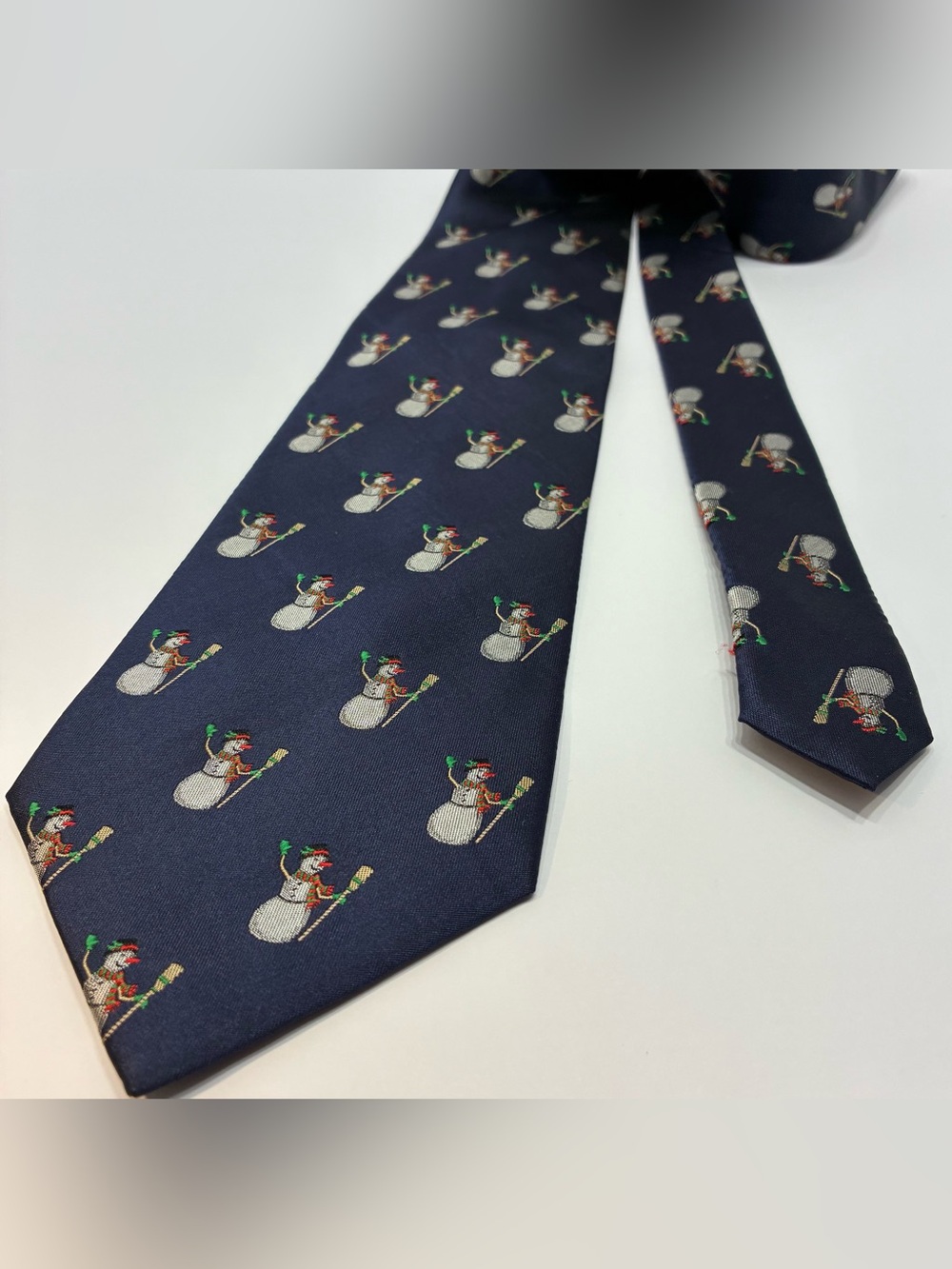 Navy Snowman Holiday Men’s Tie Christmas Novelty Necktie Festive Winter